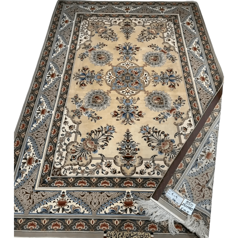 Elegant floral design on Master Moeidie Silk Open Floor Rug