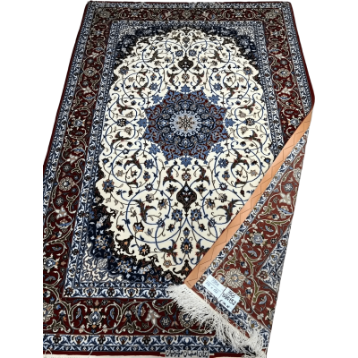 "Isfahan rug with Islimi design in wool and silk, 6.5x4.3 ft."
