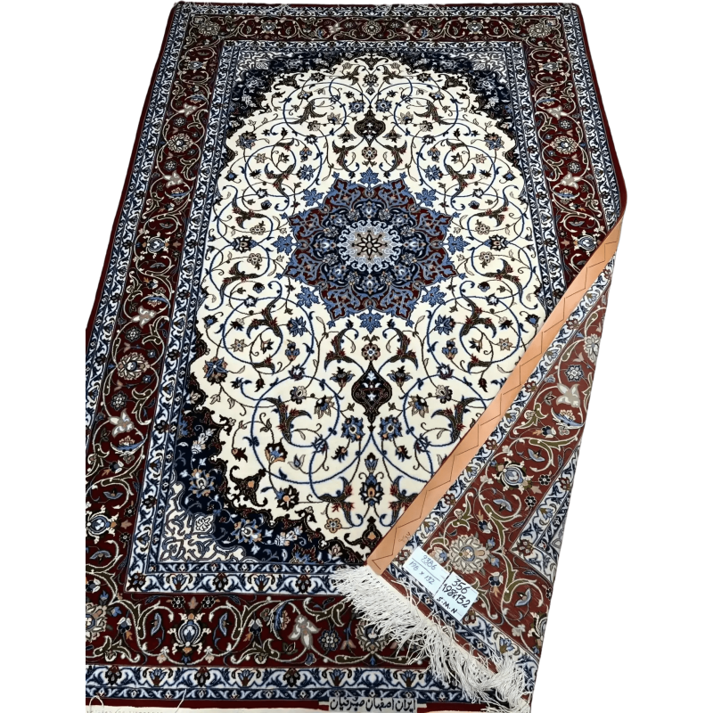 "Isfahan rug with Islimi design in wool and silk, 6.5x4.3 ft."
