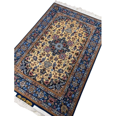 Authentic wool and silk Persian carpet from Isfahan.