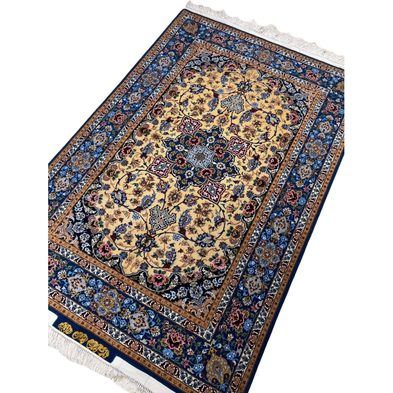 Authentic wool and silk Persian carpet from Isfahan.