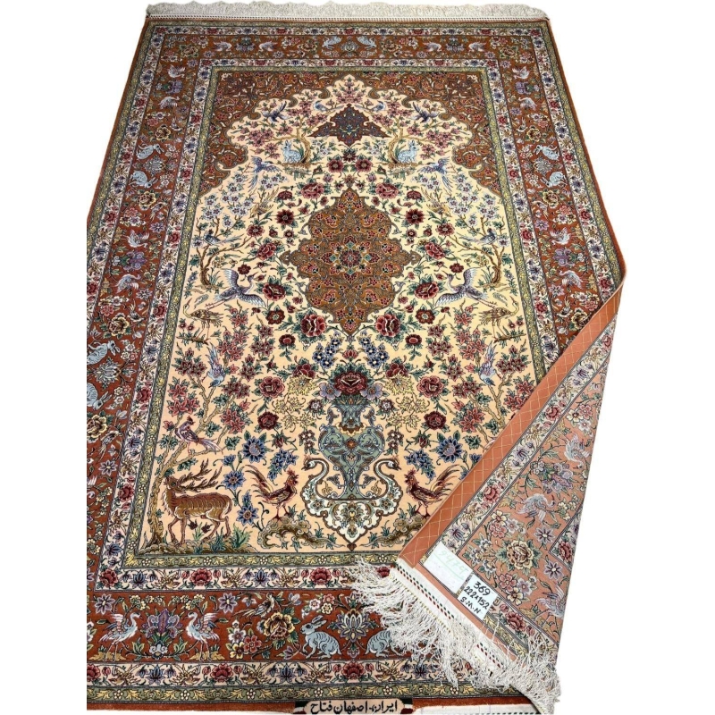 "Exclusive Persian carpet from Isfahan, crafted by Ms. Fattah, with 1,000,000 knots per square meter."