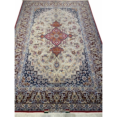 Authentic Persian rug with medallion design and rich colors.