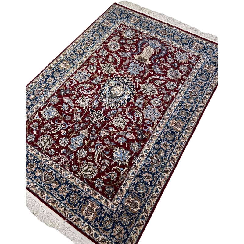 Luxurious dark red Persian rug with intricate patterns for sale