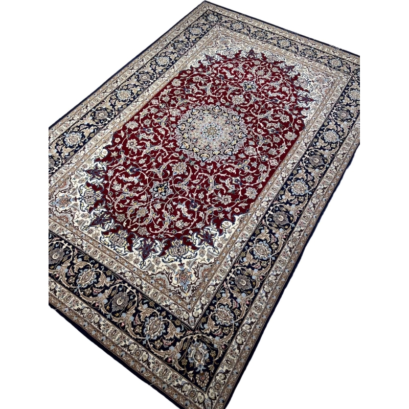 Traditional Persian medallion rug with intricate details.