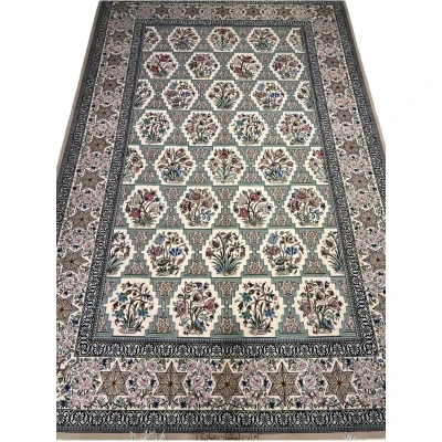 "Authentic Beige Isfahan finest Persian rug, hand-knotted 239x142 cm"
