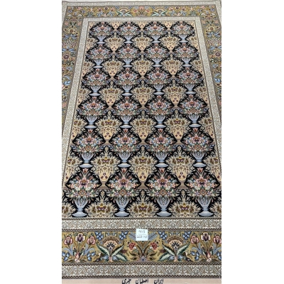 "Iranian handmade carpet with Persian knot and detailed design"