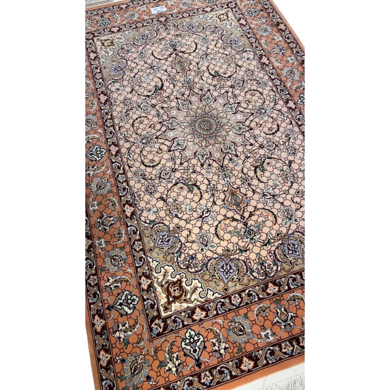 Premium Persian carpet with a wool and silk blend from master weaver Davarie.