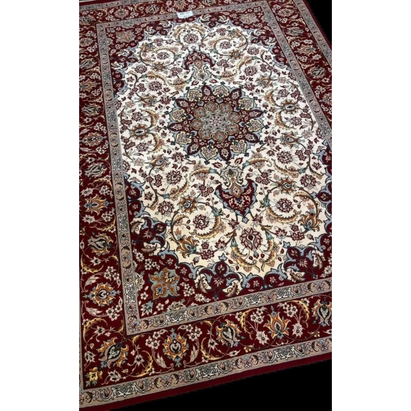 "Persian rugs for sale online. Explore handmade silk and wool rugs with intricate designs, including this Isfahan Persian rug. Perfect for traditional and modern interiors."