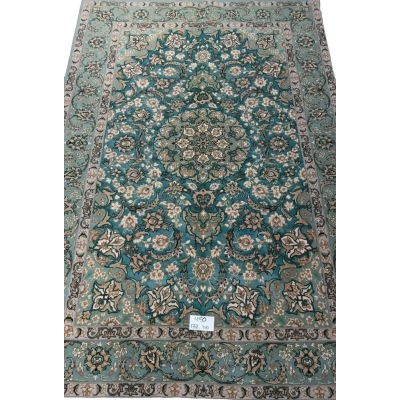 "Luxury Persian carpet from Iran featuring a delicate floral pattern and a high knot density of 810,000 knots per square meter."
