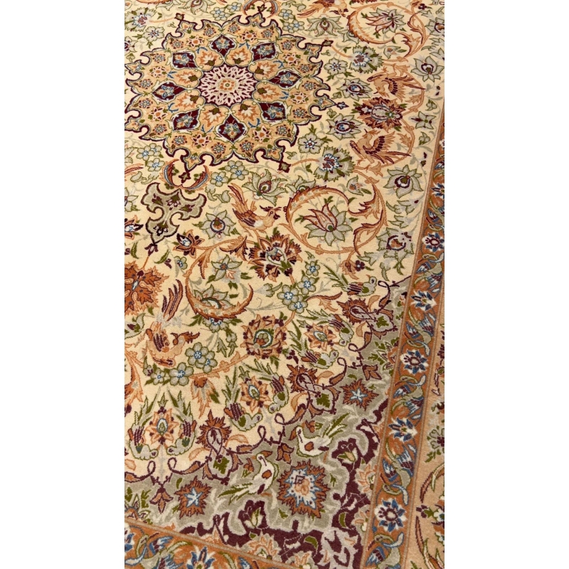 "Elegant Persian vintage rug with floral motifs and rich cultural significance."