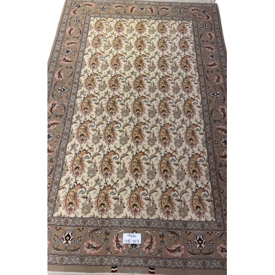 Authentic Persian Isfahan rug with intricate paisley patterns.
