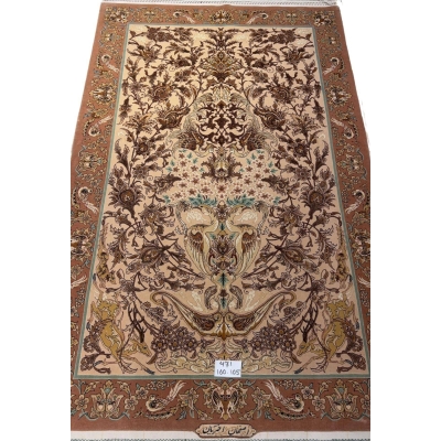 Persian Isfahan rug by Akhtarian with floral motifs.
