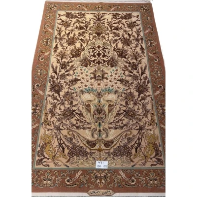 Persian Isfahan rug by Akhtarian with floral motifs.
