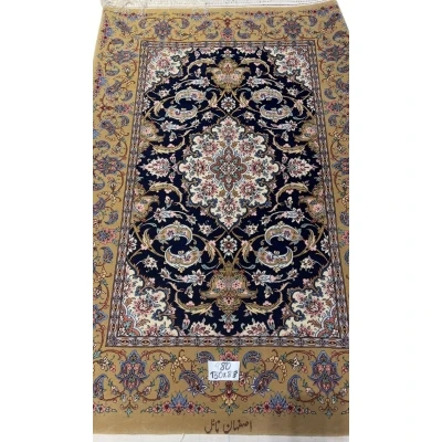 "Handmade Persian Carpet for Sale - Silk and Wool Isfahan Rug by Naeel, 130 x 88 cm"
