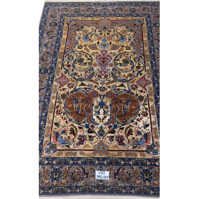 High-knot-density Persian Isfahan rug for sale.
