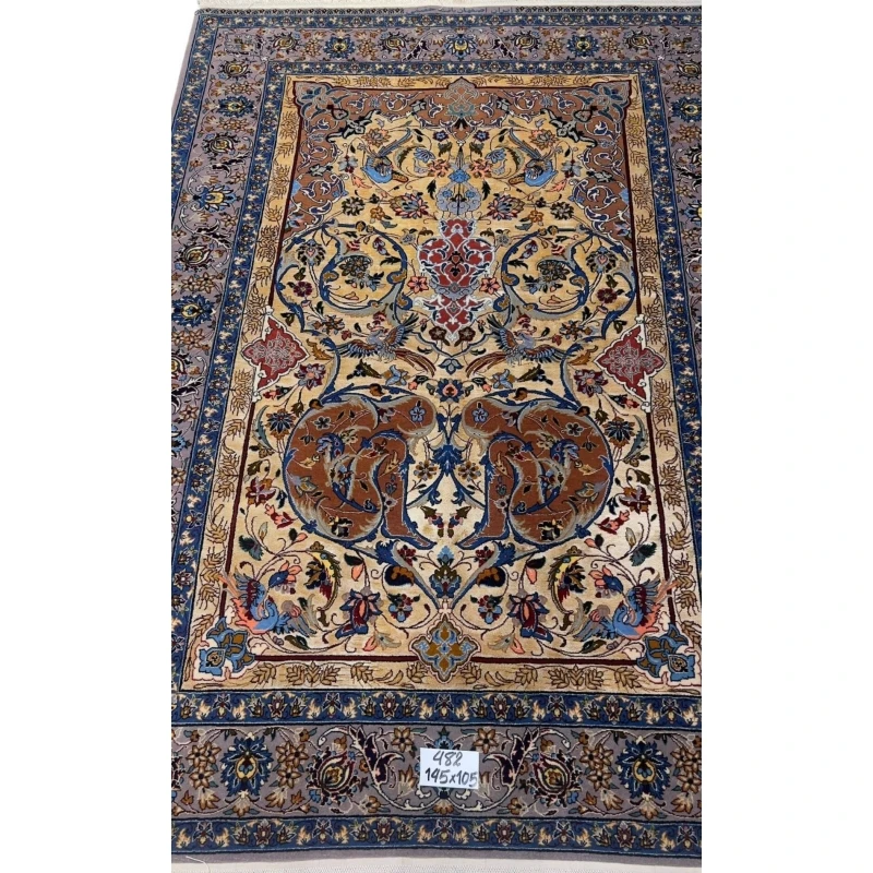 High-knot-density Persian Isfahan rug for sale.