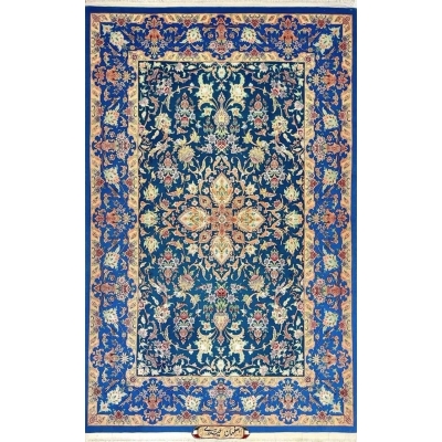 Hand-knotted Isfahan Persian rug by Heidari-Reza Pour, 152 cm x 100 cm, wool and silk blend
