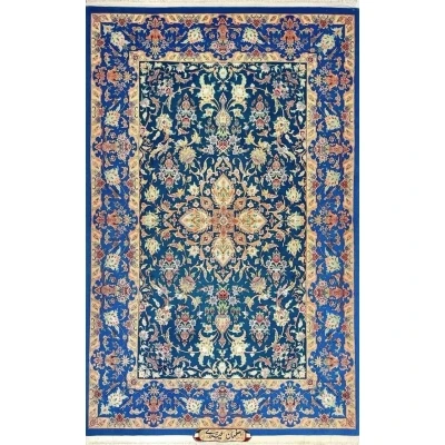 Hand-knotted Isfahan Persian rug by Heidari-Reza Pour, 152 cm x 100 cm, wool and silk blend
