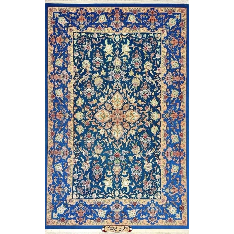 Hand-knotted Isfahan Persian rug by Heidari-Reza Pour, 152 cm x 100 cm, wool and silk blend