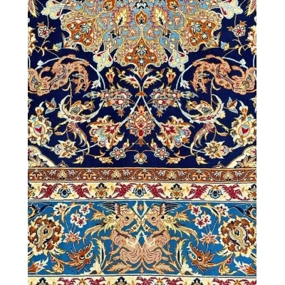 Authentic Persian handmade rug for sale, featuring silk warp and wool pile, in excellent vintage condition.