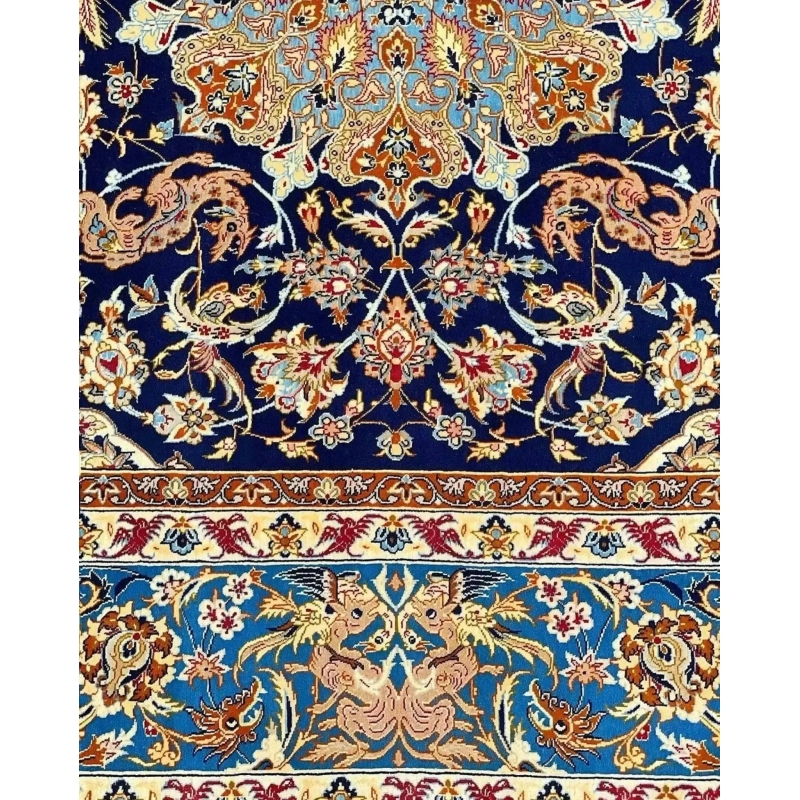 Authentic Persian handmade rug for sale, featuring silk warp and wool pile, in excellent vintage condition.