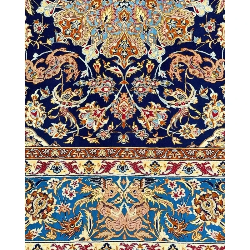 Authentic Persian handmade rug for sale, featuring silk warp and wool pile, in excellent vintage condition.