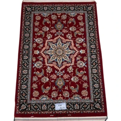 Handmade red oriental rug from Isfahan