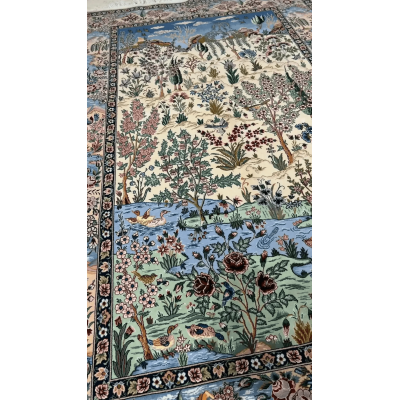 "Exquisite collectible Isfahan Persian carpet, 1,210,000 knots per square meter, wool and silk blend."
