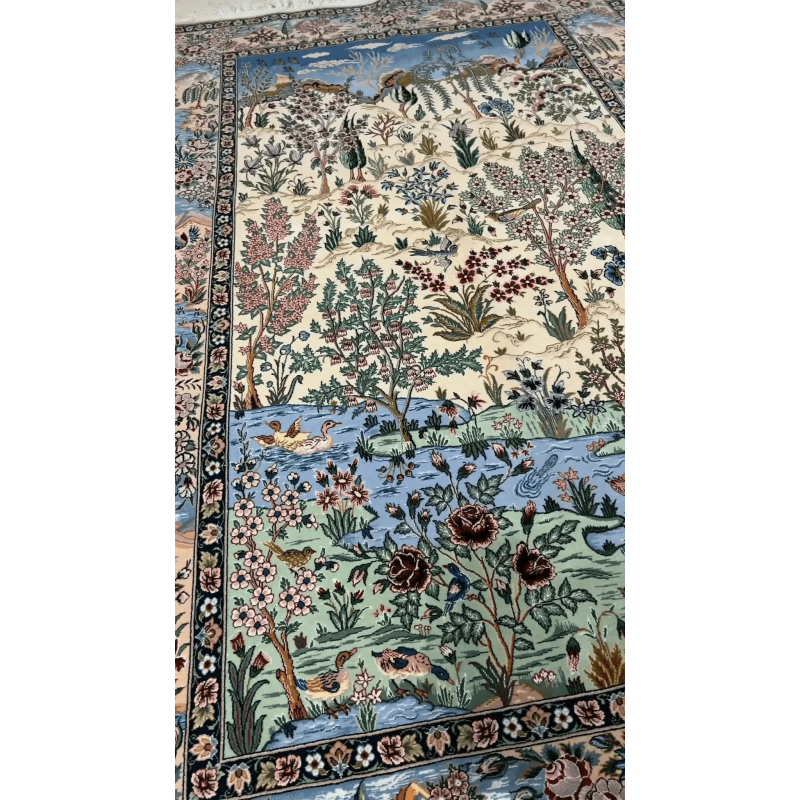 "Exquisite collectible Isfahan Persian carpet, 1,210,000 knots per square meter, wool and silk blend."