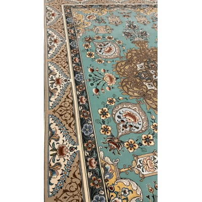 "Persian Rug – Hand Knotted, Silk and Wool, 860,000 knots/m², by Isfahan Master Weaver Moeidie."