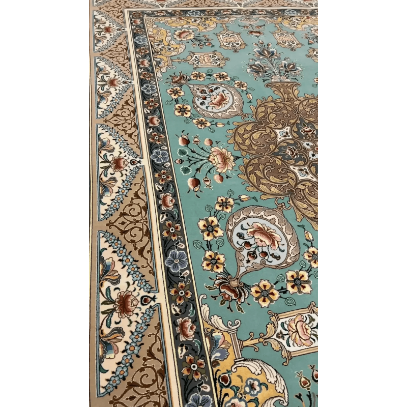 "Persian Rug – Hand Knotted, Silk and Wool, 860,000 knots/m², by Isfahan Master Weaver Moeidie."