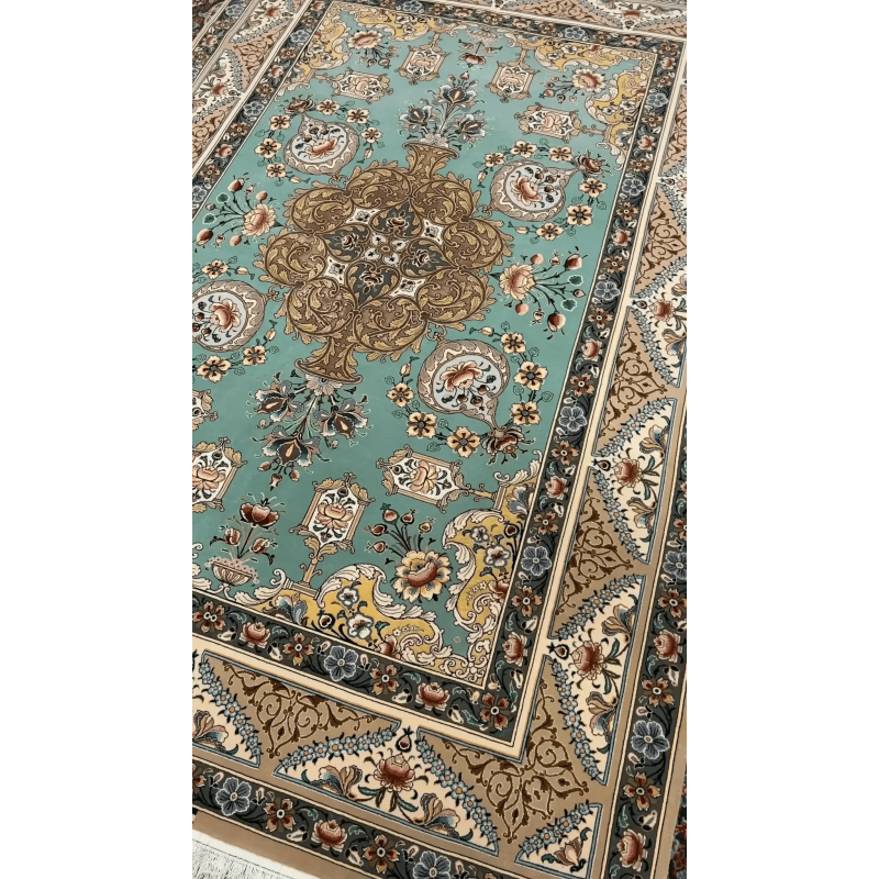 "Exquisite Isfahan Silk and Wool Rug – Handcrafted Persian Design, 6.9 x 4.7 ft."