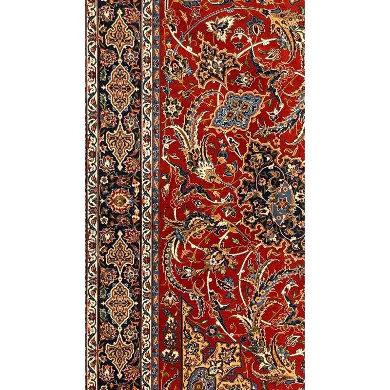 Luxury 5x3 red and blue Persian rug hand-knotted by Ahmad Shahabpour