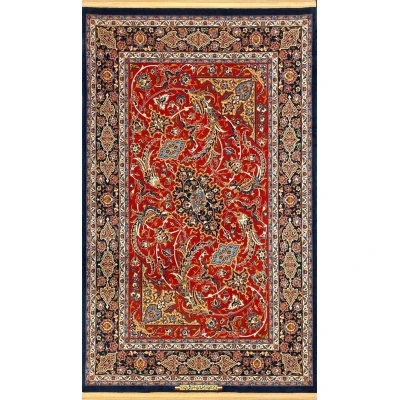 "Hand-knotted Persian wool rug by Ahmad Shahabpour – 160x105 cm, Isfahan silk and wool blend"
