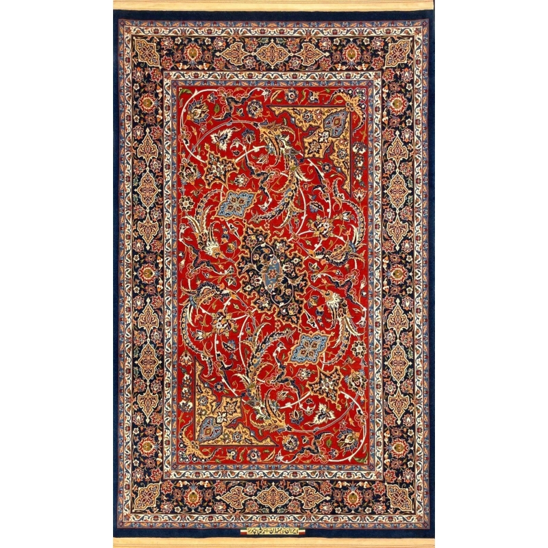 "Hand-knotted Persian wool rug by Ahmad Shahabpour – 160x105 cm, Isfahan silk and wool blend"