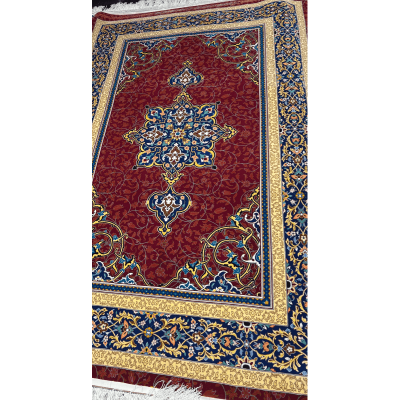 Authentic Persian Silk and Wool Rug - Partial side view highlighting the fine craftsmanship and vibrant patterns of a Persian area rug, showcasing floral designs and medallion motifs.