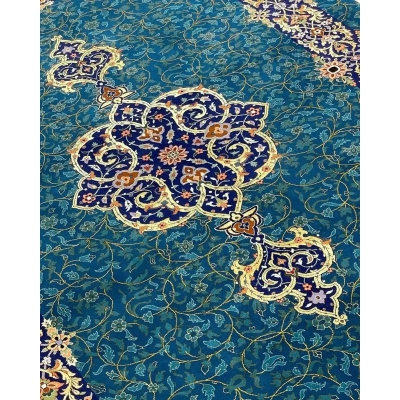 "Detailed view of Persian rug’s unique pattern and fine knot density"