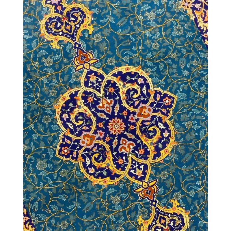 "Close-up of silk and wool Persian carpet from Isfahan, Iran"