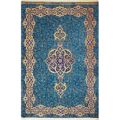 "Handmade Iranian carpet showcasing intricate Persian rug design by Alireza Haghighi"

