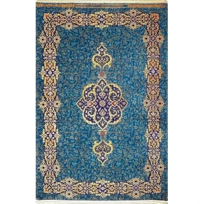 "Handmade Iranian carpet showcasing intricate Persian rug design by Alireza Haghighi"

