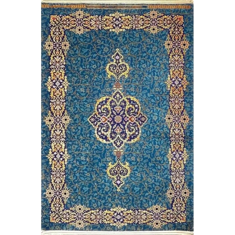 "Handmade Iranian carpet showcasing intricate Persian rug design by Alireza Haghighi"