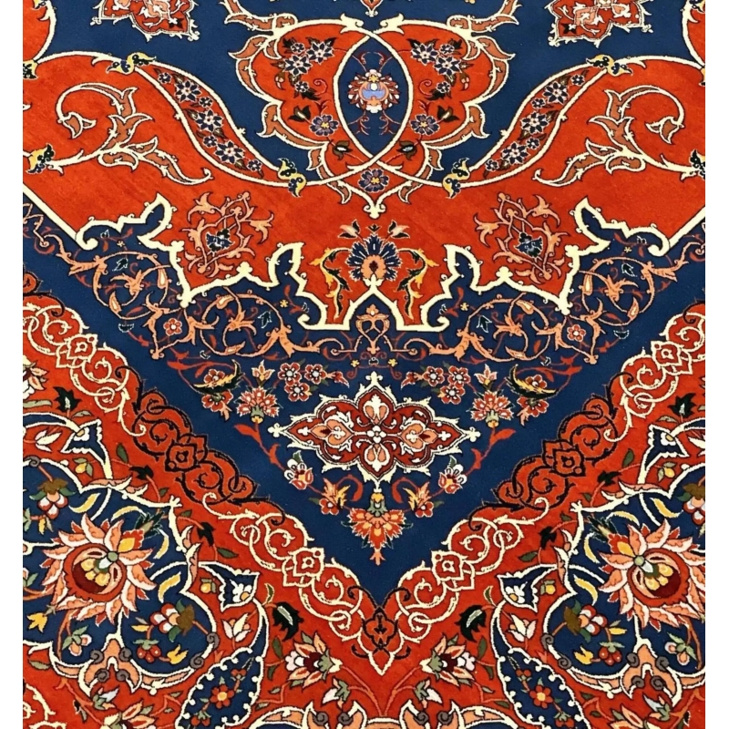 Luxury Isfahan area rug with vibrant colors and intricate floral borders, perfect for elegant interiors.
