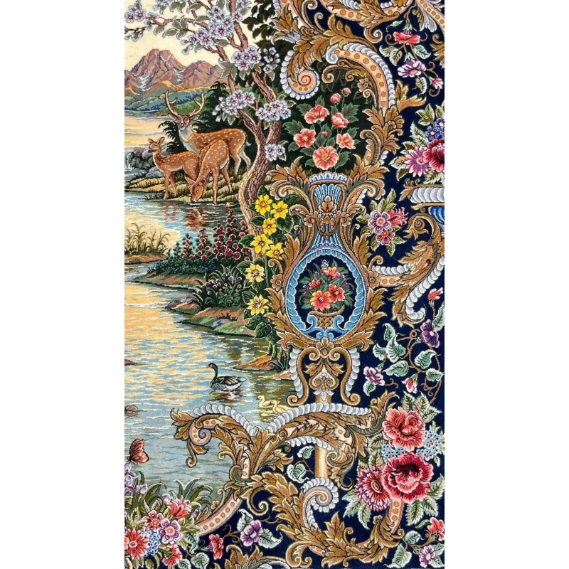 "Exclusive Persian wool and silk rug – Hand-knotted in Isfahan, 230x160 cm, crafted by Mirzaie"