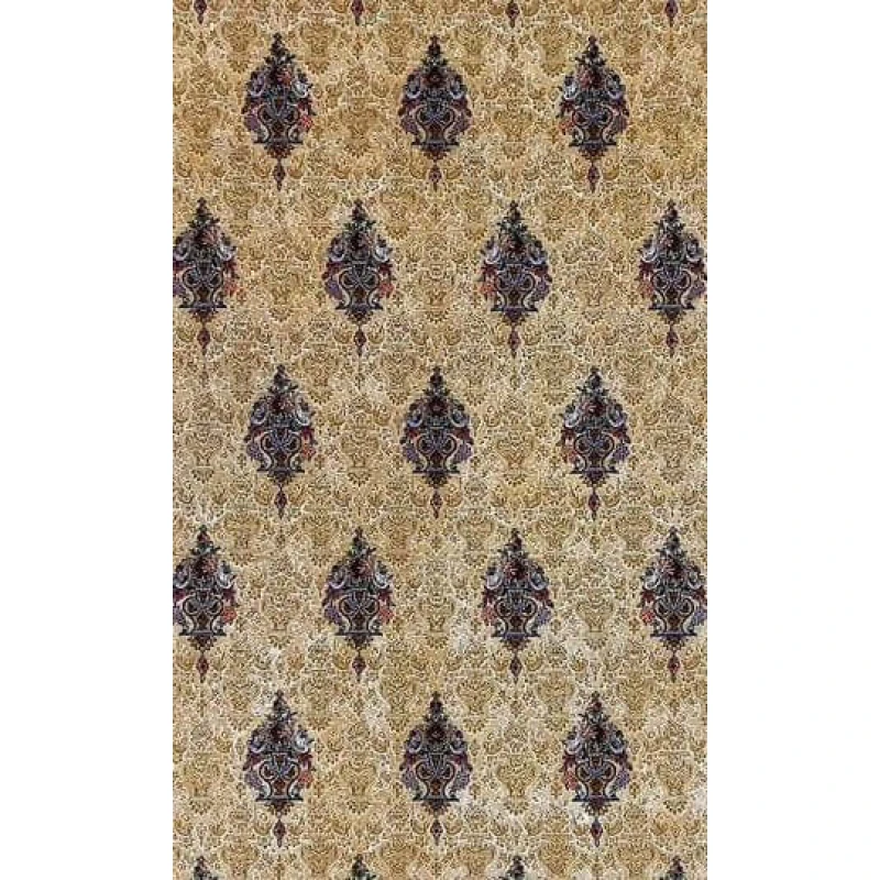 Close-up of a handmade Persian carpet showcasing the fine craftsmanship and detailed knot work of master weaver Hassan Dardashtie. Made from silk and wool, the design is elegant and intricate.
