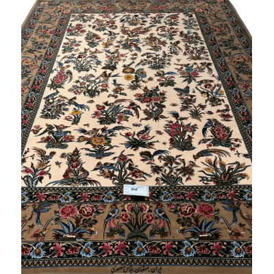 Close-up view of Mansourie's Legacy, showcasing the detailed floral patterns on the rare Persian carpet