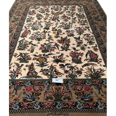 Close-up view of Mansourie's Legacy, showcasing the detailed floral patterns on the rare Persian carpet