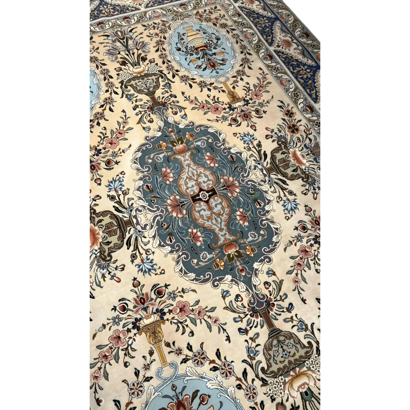"Sophisticated Persian rug with intricate floral designs, blending tradition with contemporary style."