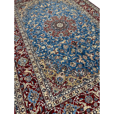 Full display of the Authentic Isfahan Rug showcasing its 60-year-old legacy and vibrant colors