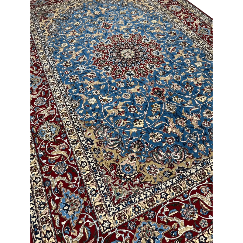 Full display of the Authentic Isfahan Rug showcasing its 60-year-old legacy and vibrant colors